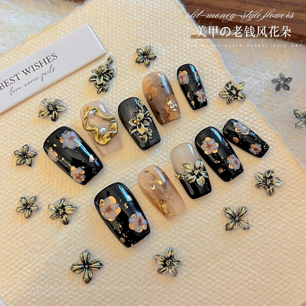 Nail Art Old Money - 50pcs 3D Old Money Style Flowers