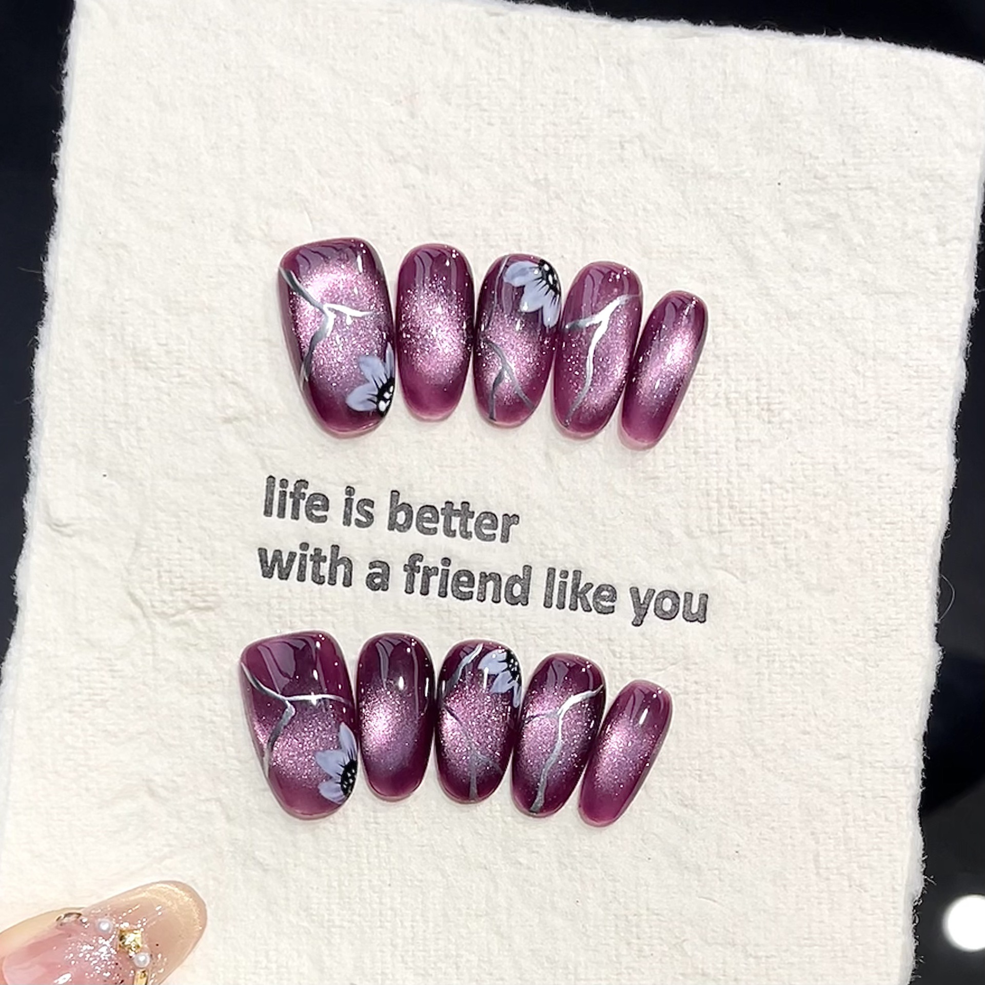 Nail Art Emerald - 10pcs Handmade Pressed Oval Nail Art,Nice