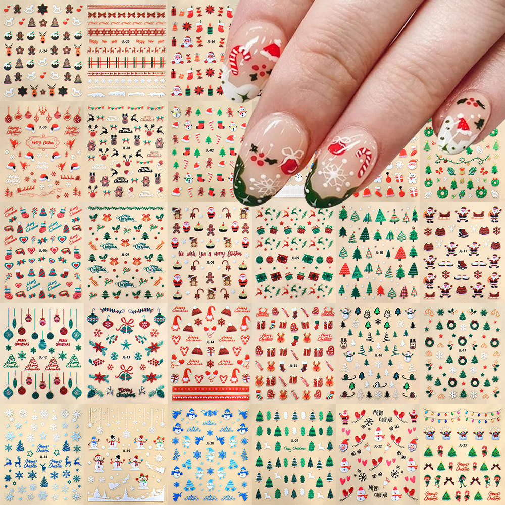 Nail Art Xmas Stickers - 30pcs Xmas Snowflake Nail Art Stickers