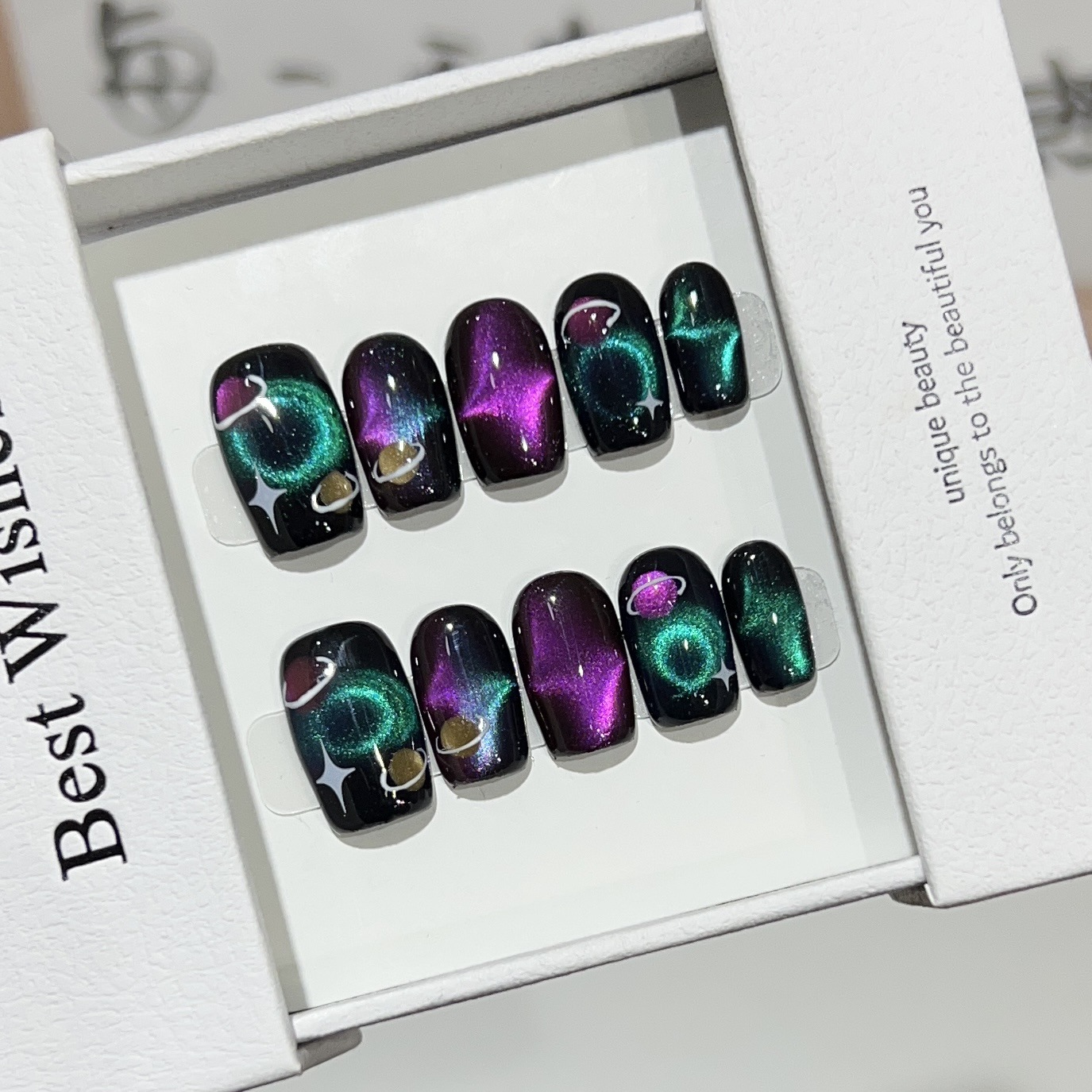 Nail Art Overlay - 10pcs Black Cute Cat Handmade Press