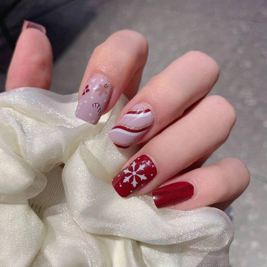 Nail Art Xmas Stickers - Winter Xmas Snowflake Nail Wraps Stickers,