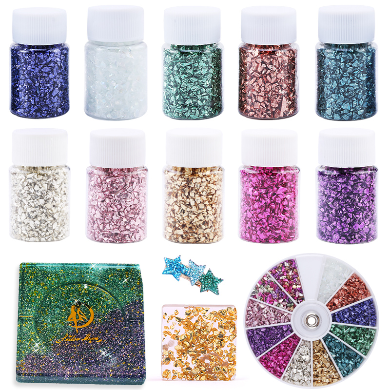 Nail Art Natural - Epoxy Resin Colorful Metallic Sandstone Nail