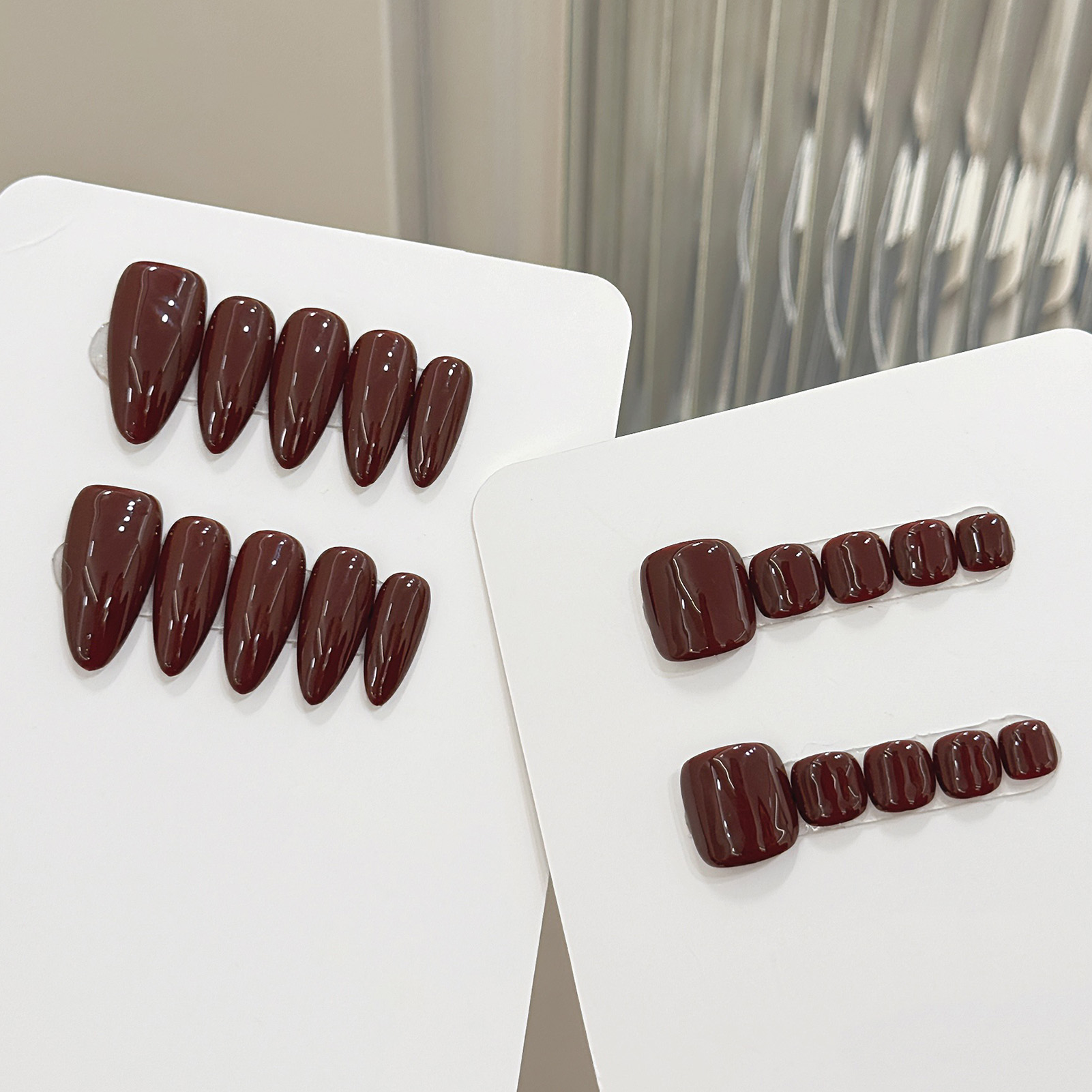 Nail Art Emerald - 10pcs Handmade Solid Color Almond Press