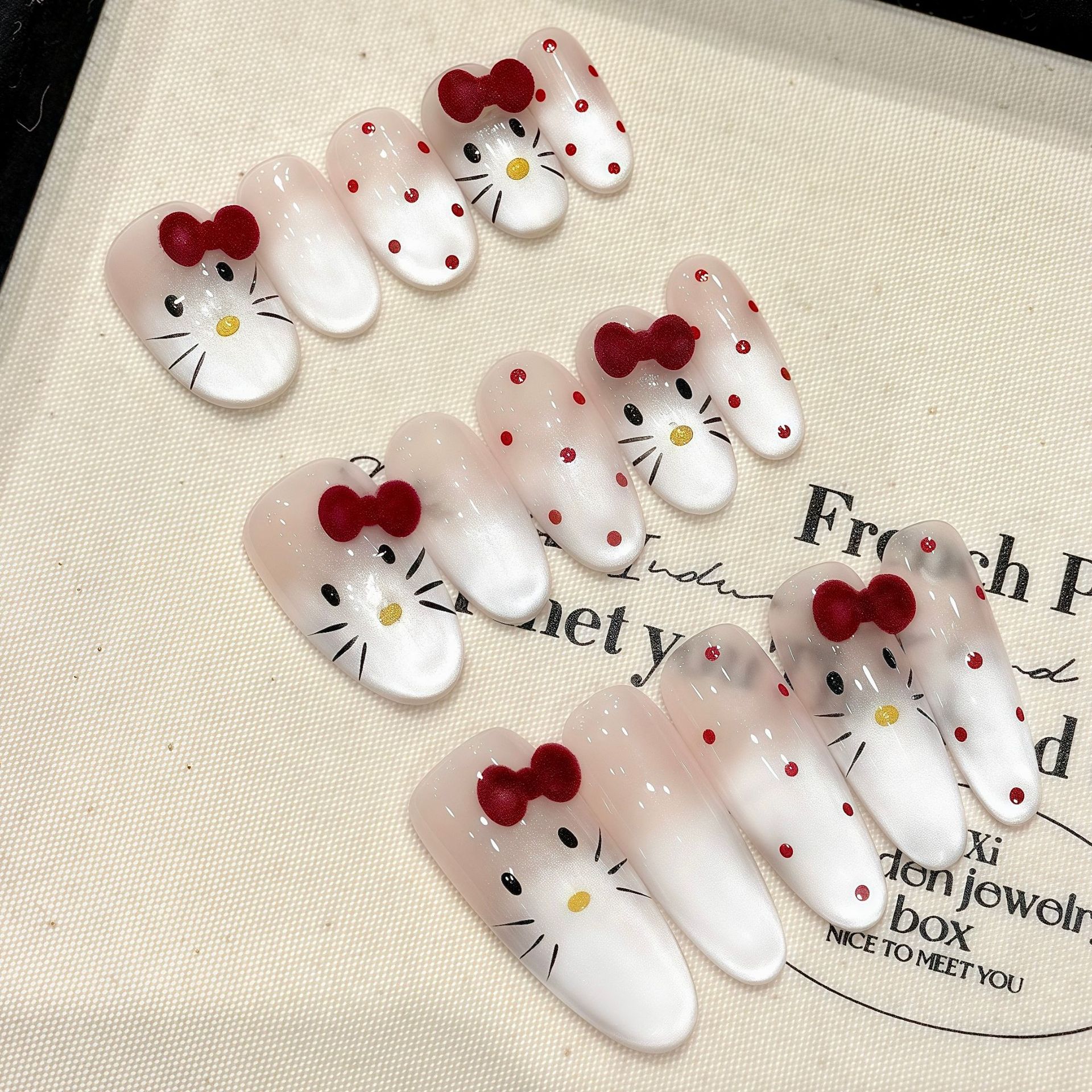 Nail Art Emerald - 10pcs Pure Hand Pressed Oval Nail