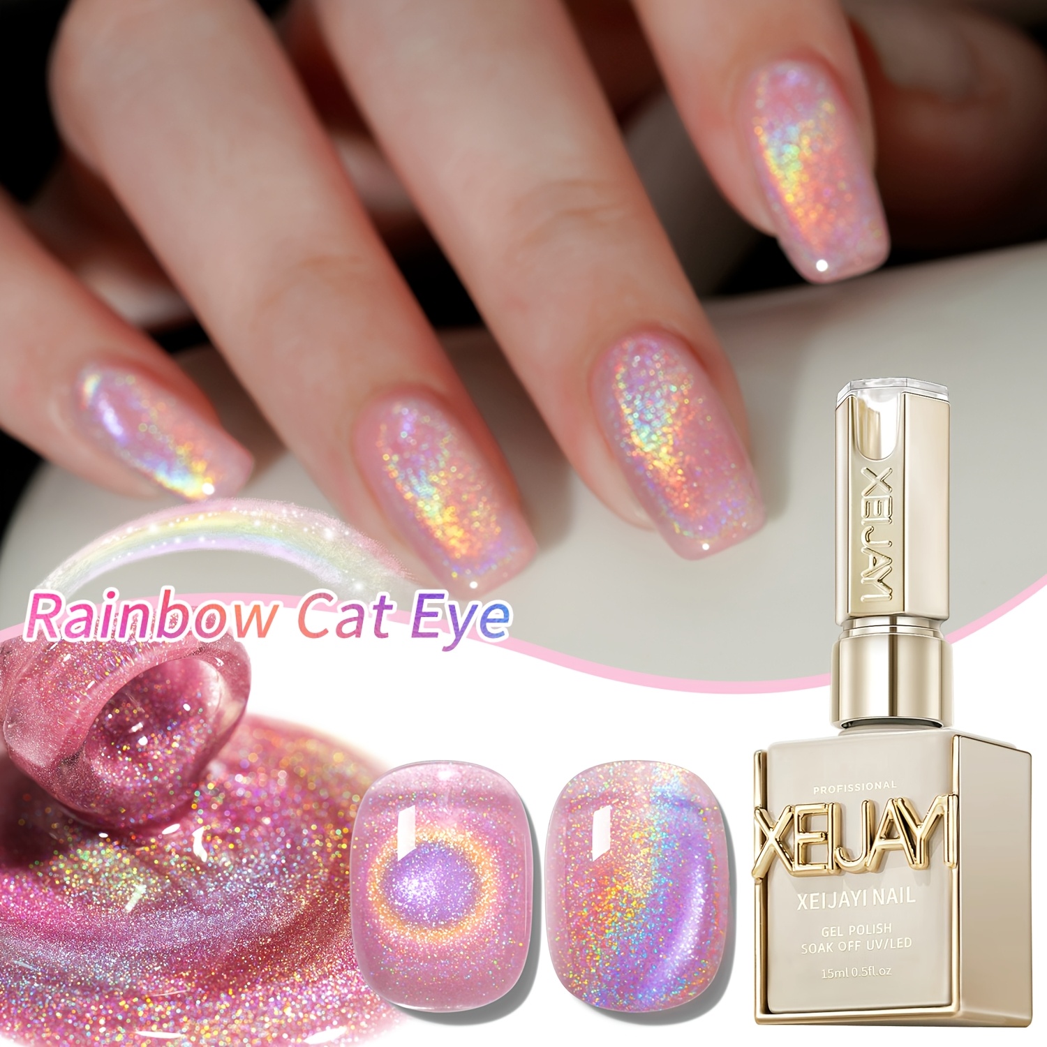 15Ml Rainbow Cat's Eye gel nai - Nail Art Rainbow ulasan dan harga