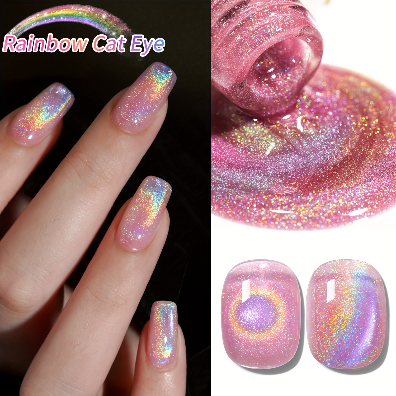 15Ml Rainbow Cat's Eye gel nai - Nail Art Rainbow ulasan dan harga
