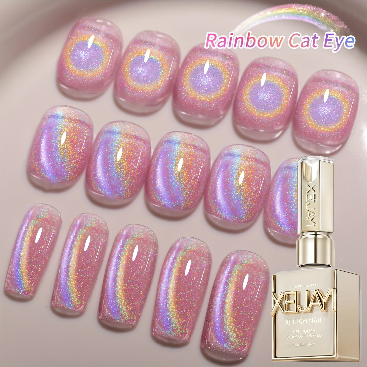 15Ml Rainbow Cat's Eye gel nai - Nail Art Rainbow ulasan dan harga