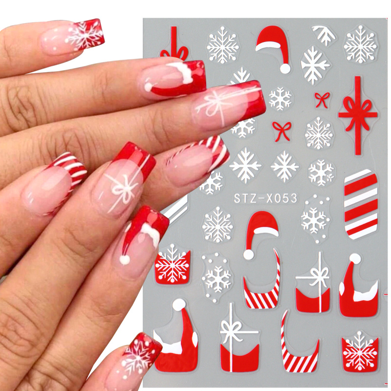 3pc 3D Festive Christmas Nail  - Nail Art Xmas Stickers ulasan dan harga