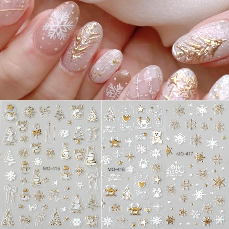 Gold Christmas Nail Art Sticke - Nail Art Xmas Stickers ulasan dan harga