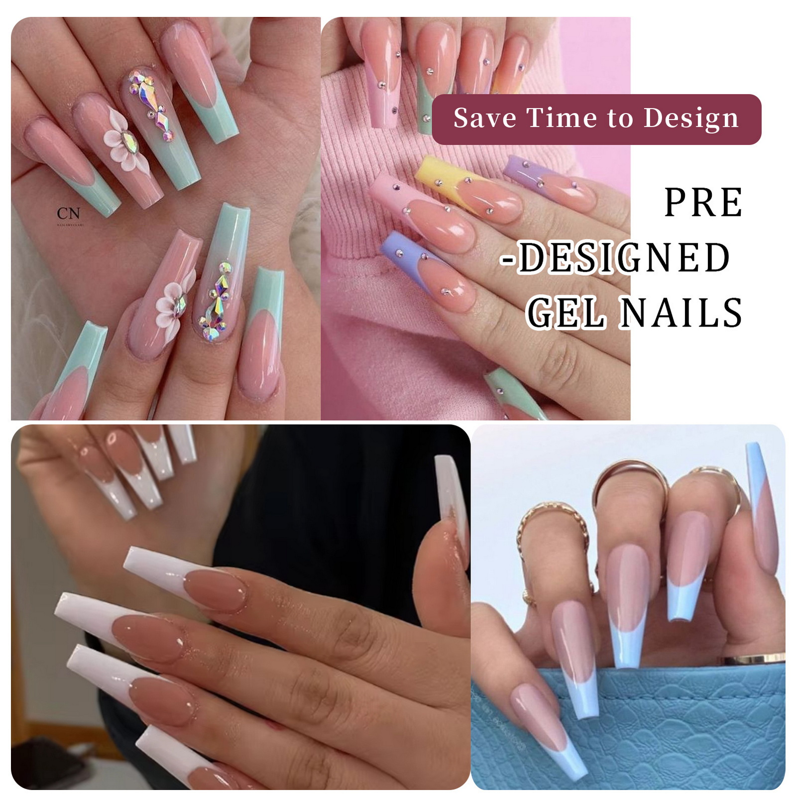 288Pcs Colorful French Tips Fa - Nail Art Extension ulasan dan harga