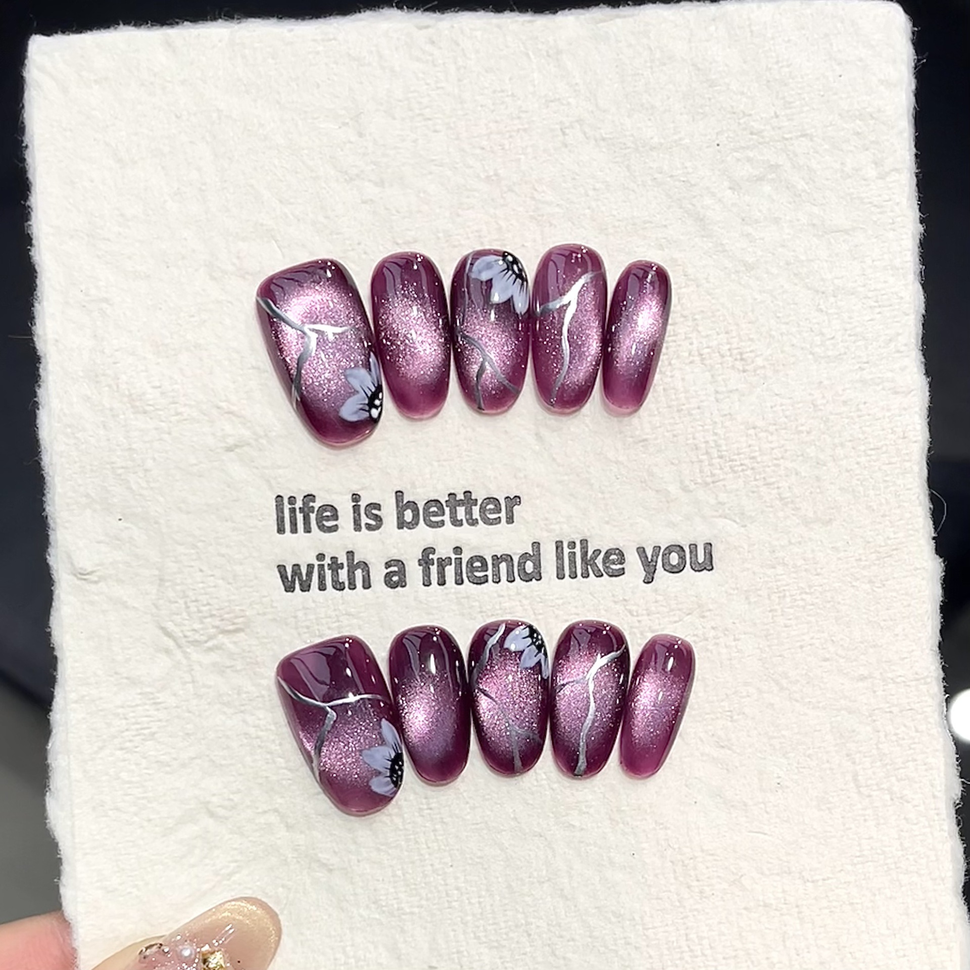 10pcs Handmade Pressed Oval Na - Nail Art Emerald ulasan dan harga