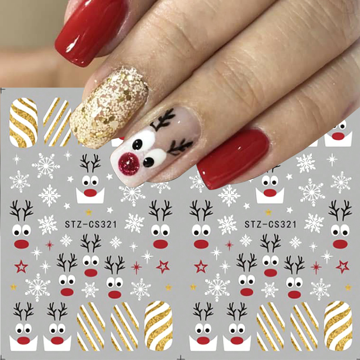 2pcs Christmas Nail Art Sticke - Nail Art Xmas Stickers ulasan dan harga