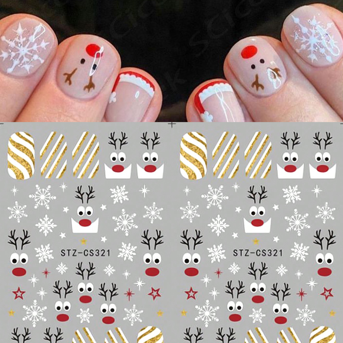 2pcs Christmas Nail Art Sticke - Nail Art Xmas Stickers ulasan dan harga