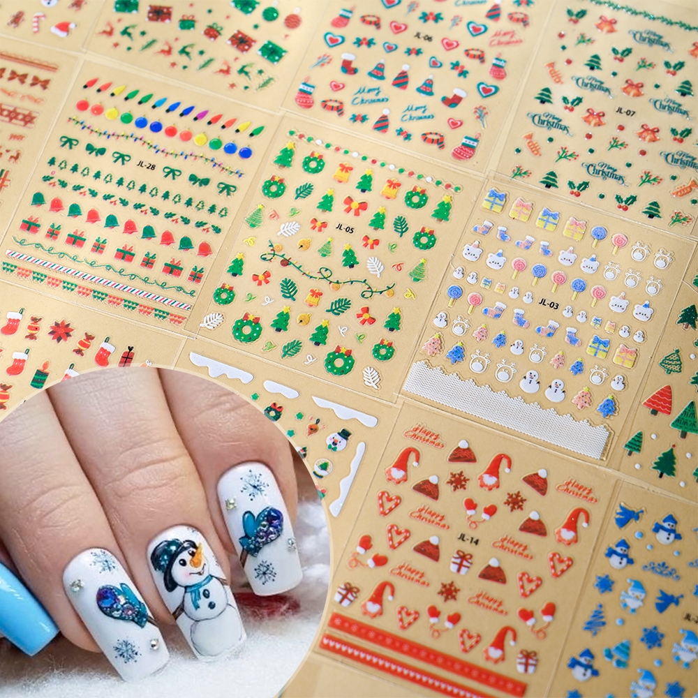 30pcs Xmas Snowflake Nail Art  - Nail Art Xmas Stickers ulasan dan harga