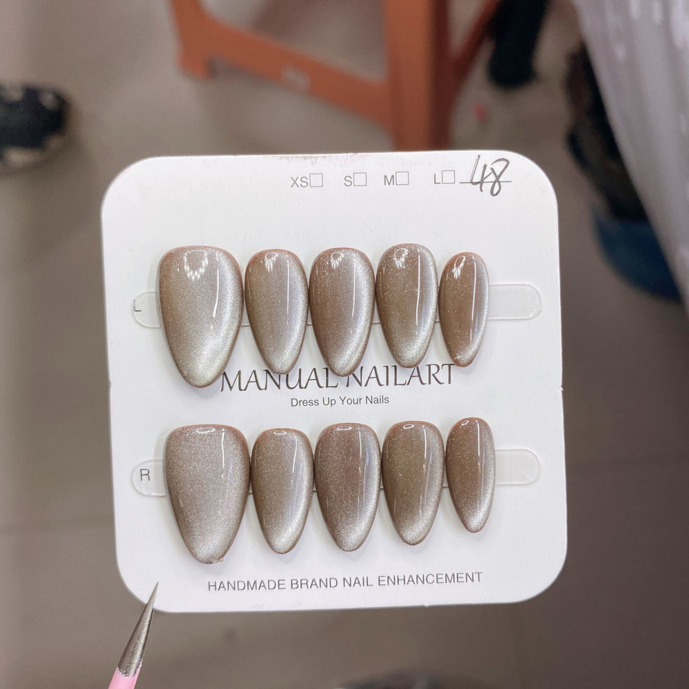 10pc French Almond Shape Cat's - Nail Art Emerald ulasan dan harga