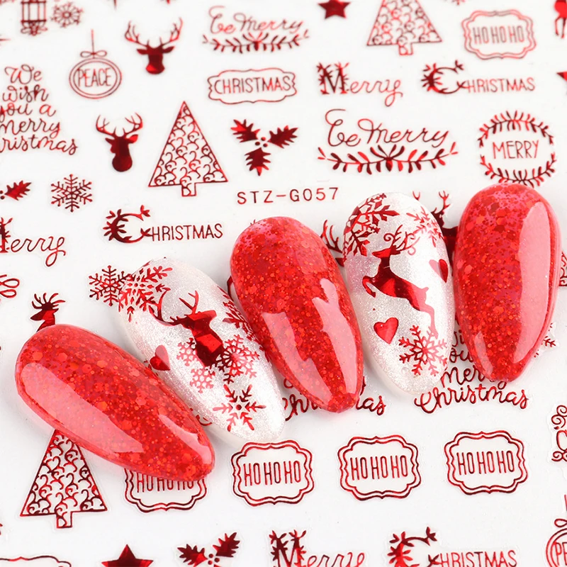 Christmas Nails Accesories Red - Nail Art Xmas Stickers ulasan dan harga