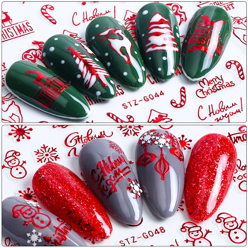 Christmas Nails Accesories Red - Nail Art Xmas Stickers ulasan dan harga