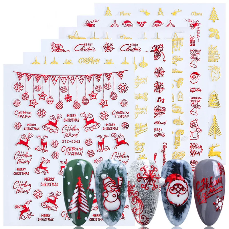 Christmas Nails Accesories Red - Nail Art Xmas Stickers ulasan dan harga