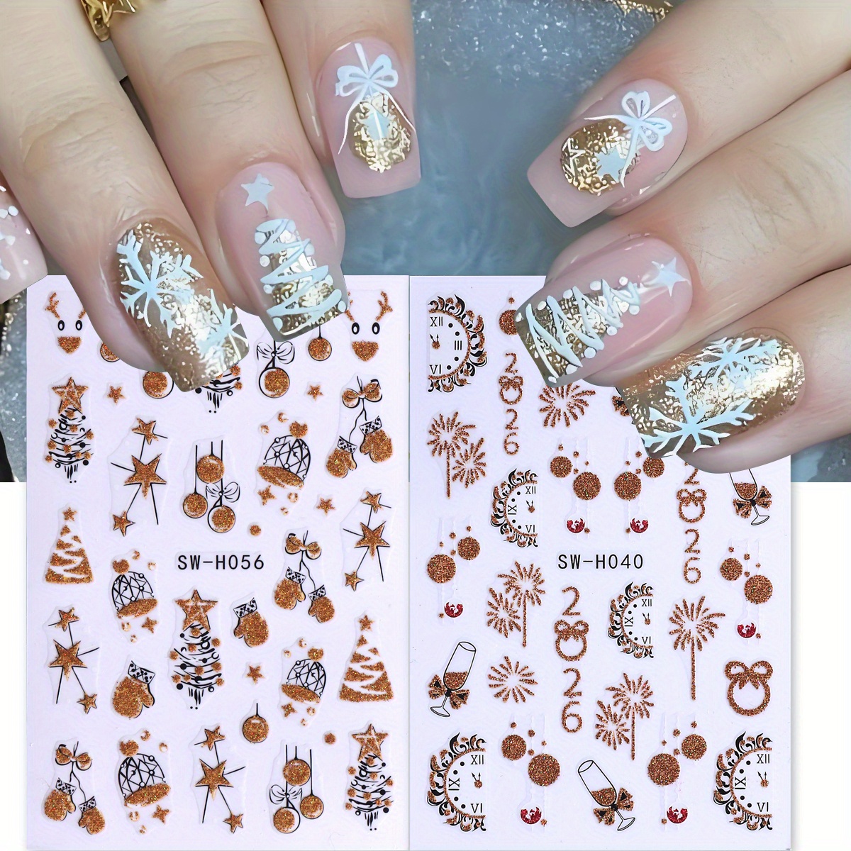 2 pcs Gorgeous Sparkly Christm - Nail Art Xmas Design ulasan dan harga