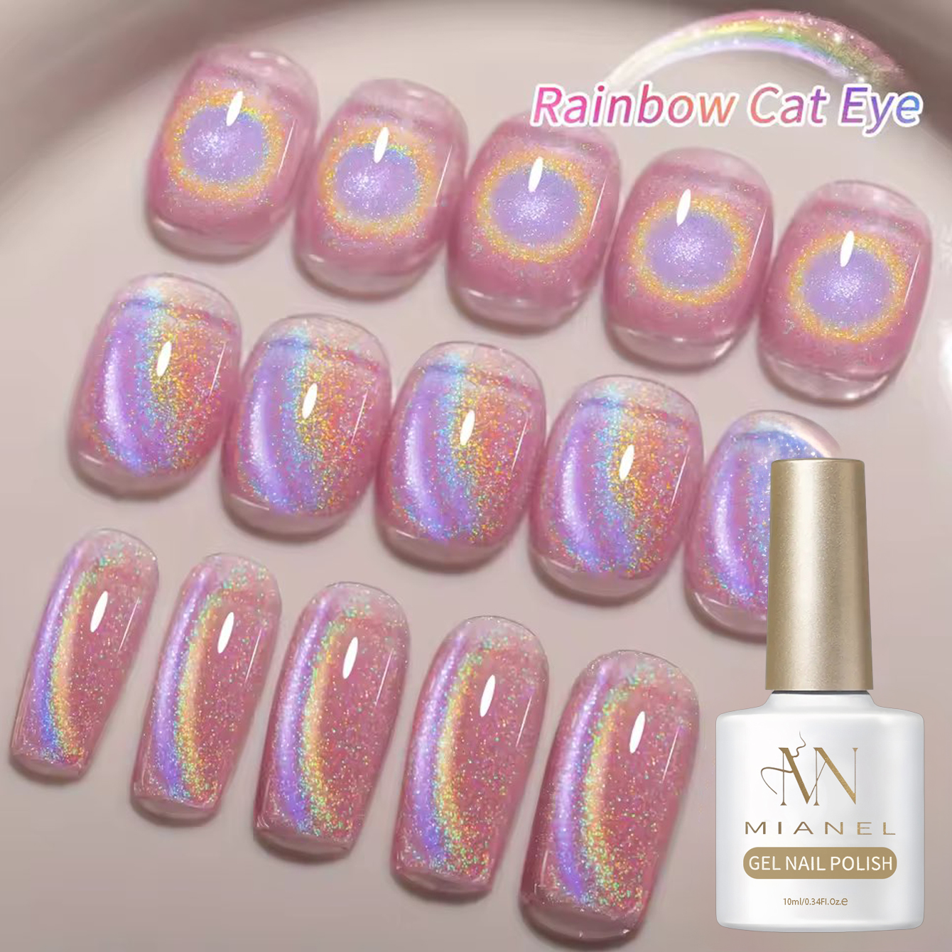 1-10pcs 10ml Pink Rainbow Magn - Nail Art Rainbow ulasan dan harga