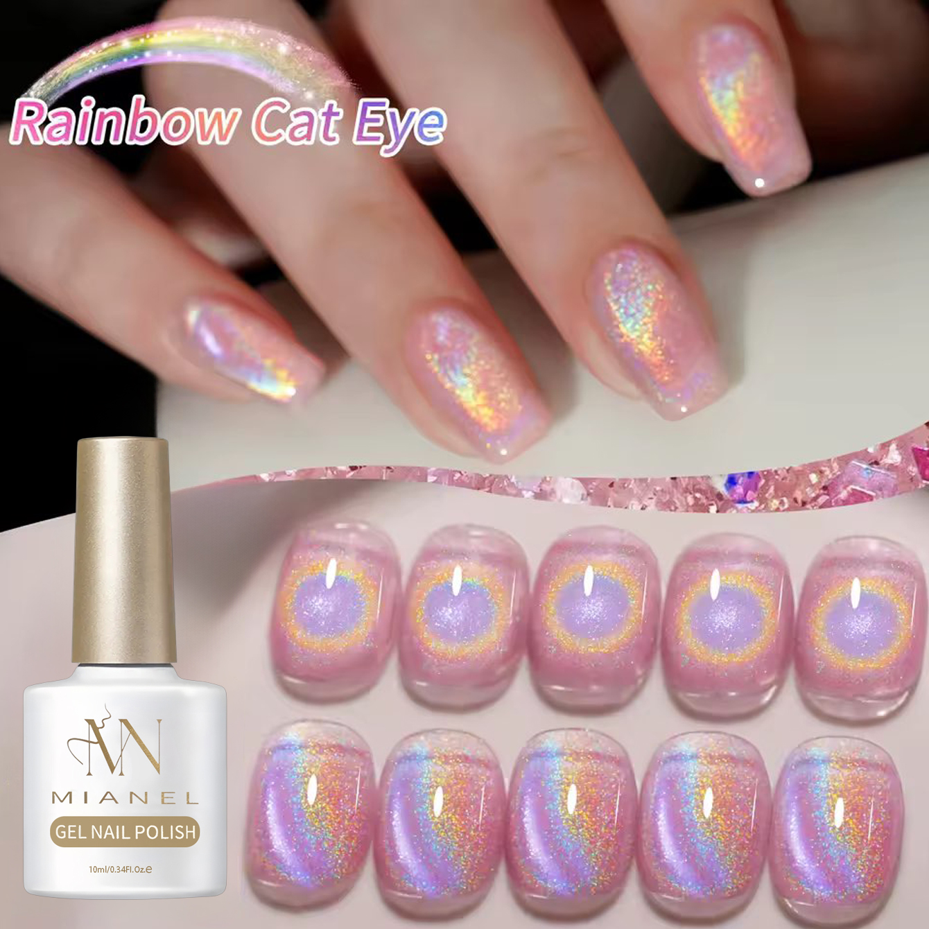1-10pcs 10ml Pink Rainbow Magn - Nail Art Rainbow ulasan dan harga