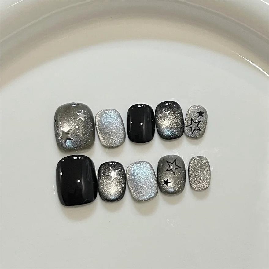 10pcs Black Cute Cat Handmade  - Nail Art Overlay ulasan dan harga