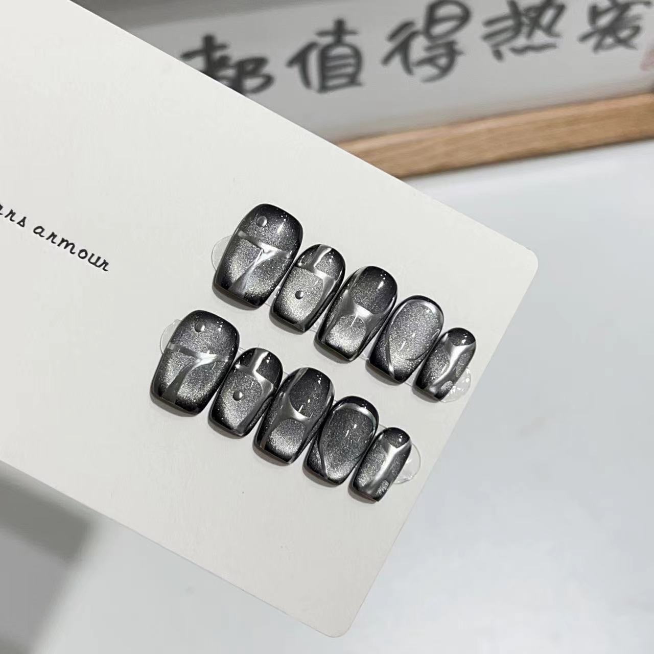 10pcs Black Cute Cat Handmade  - Nail Art Overlay ulasan dan harga
