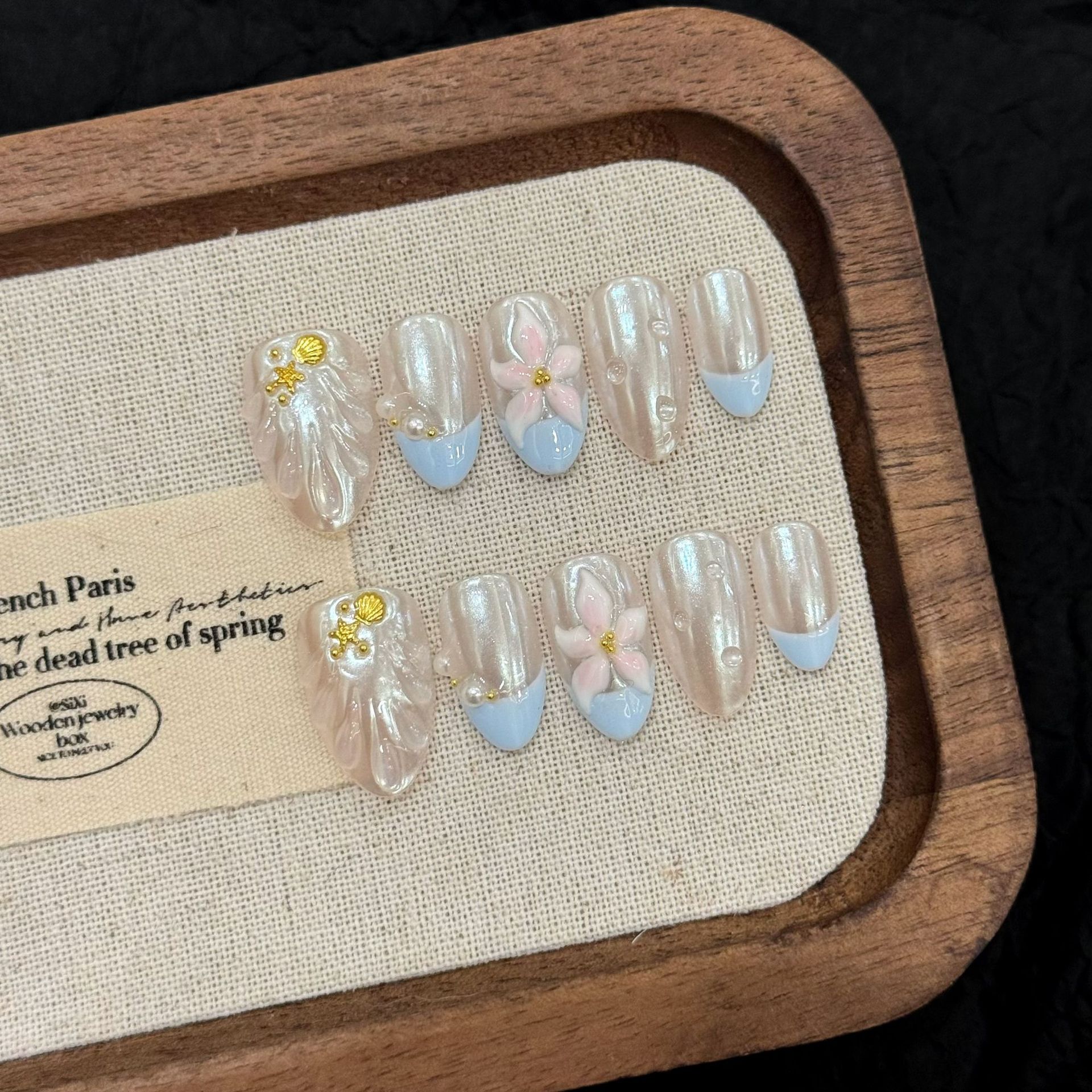 10pcs Handmade Pressed Almond  - Nail Art Emerald ulasan dan harga