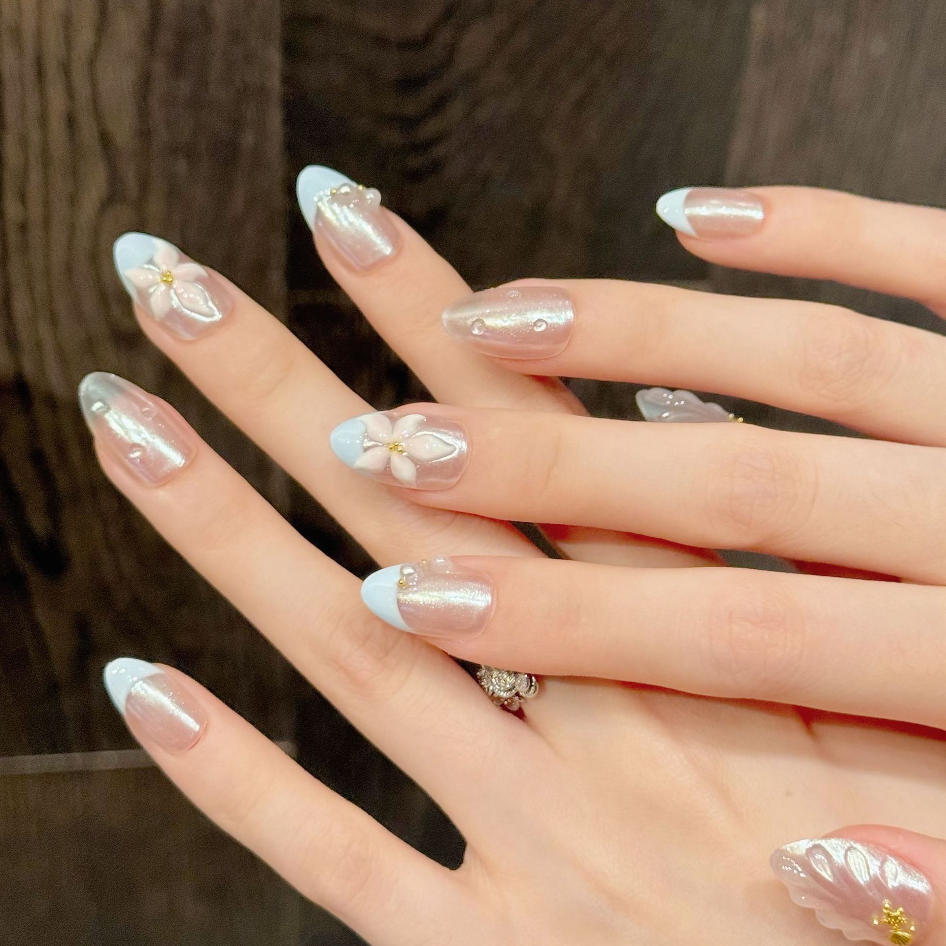 10pcs Handmade Pressed Almond  - Nail Art Emerald ulasan dan harga