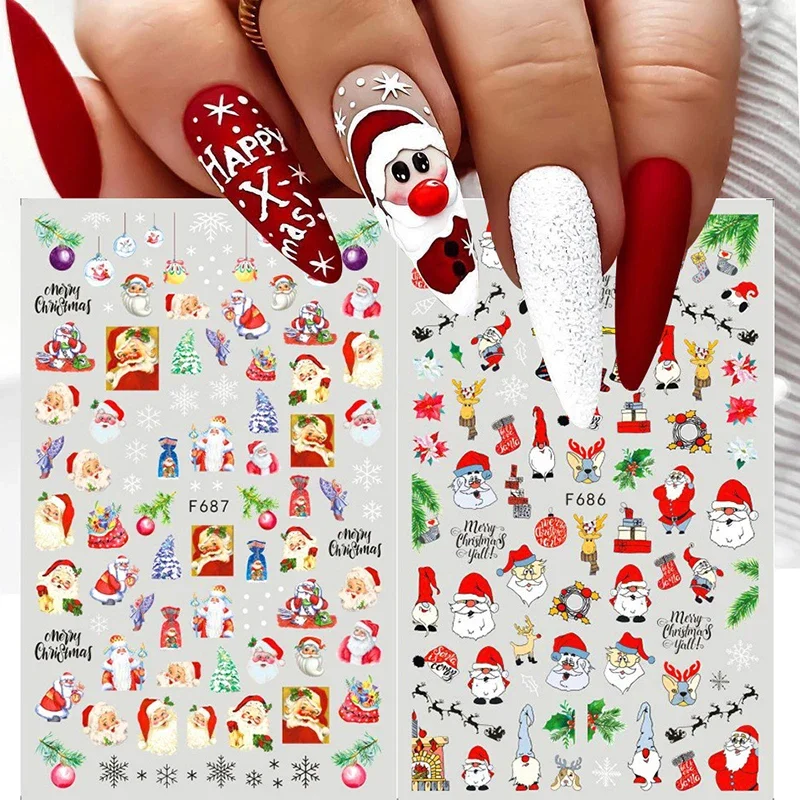 Xmas Nails Stickers Winter San - Nail Art Xmas Stickers ulasan dan harga