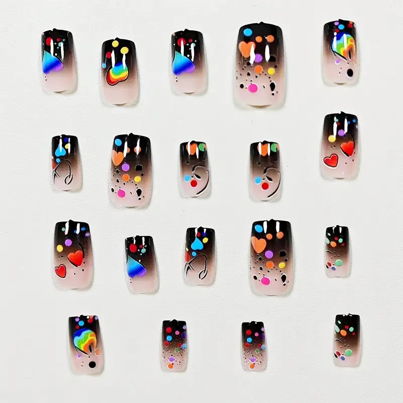 24PCS Nude Press on Nails Shor - Nail Art Rainbow ulasan dan harga