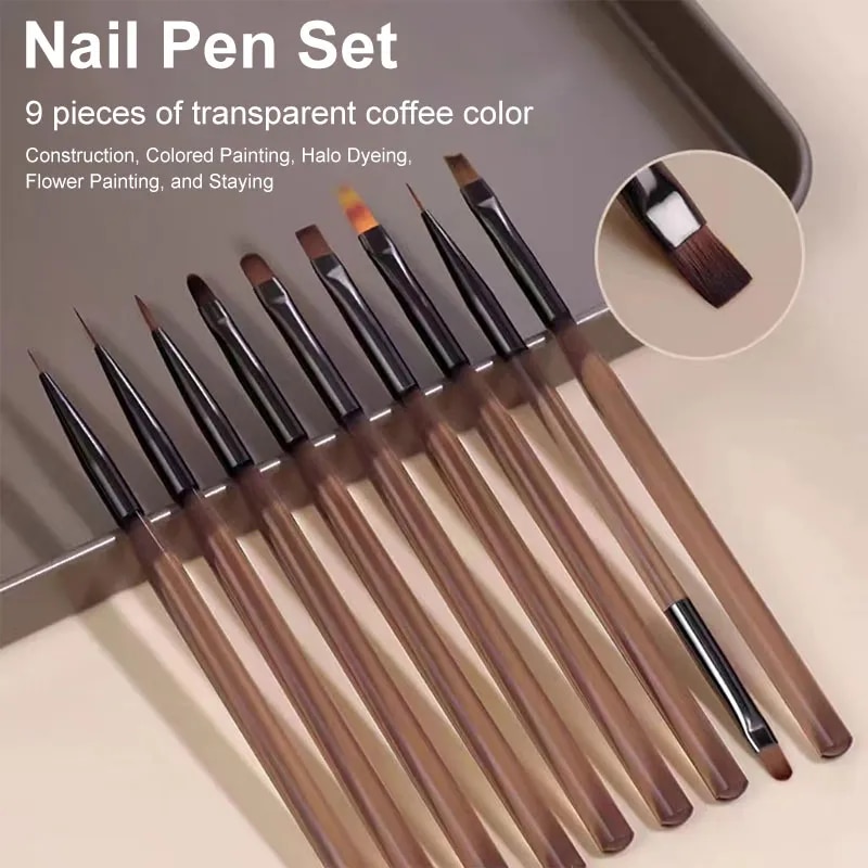 9PCS UV Gel Nail Brush Liner D - Nail Art Overlay ulasan dan harga