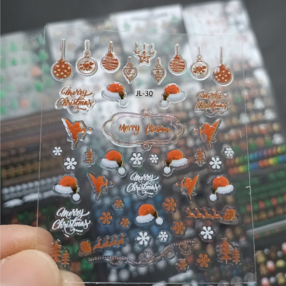 30PCS Christmas Nail Art Stick - Nail Art Xmas Stickers ulasan dan harga