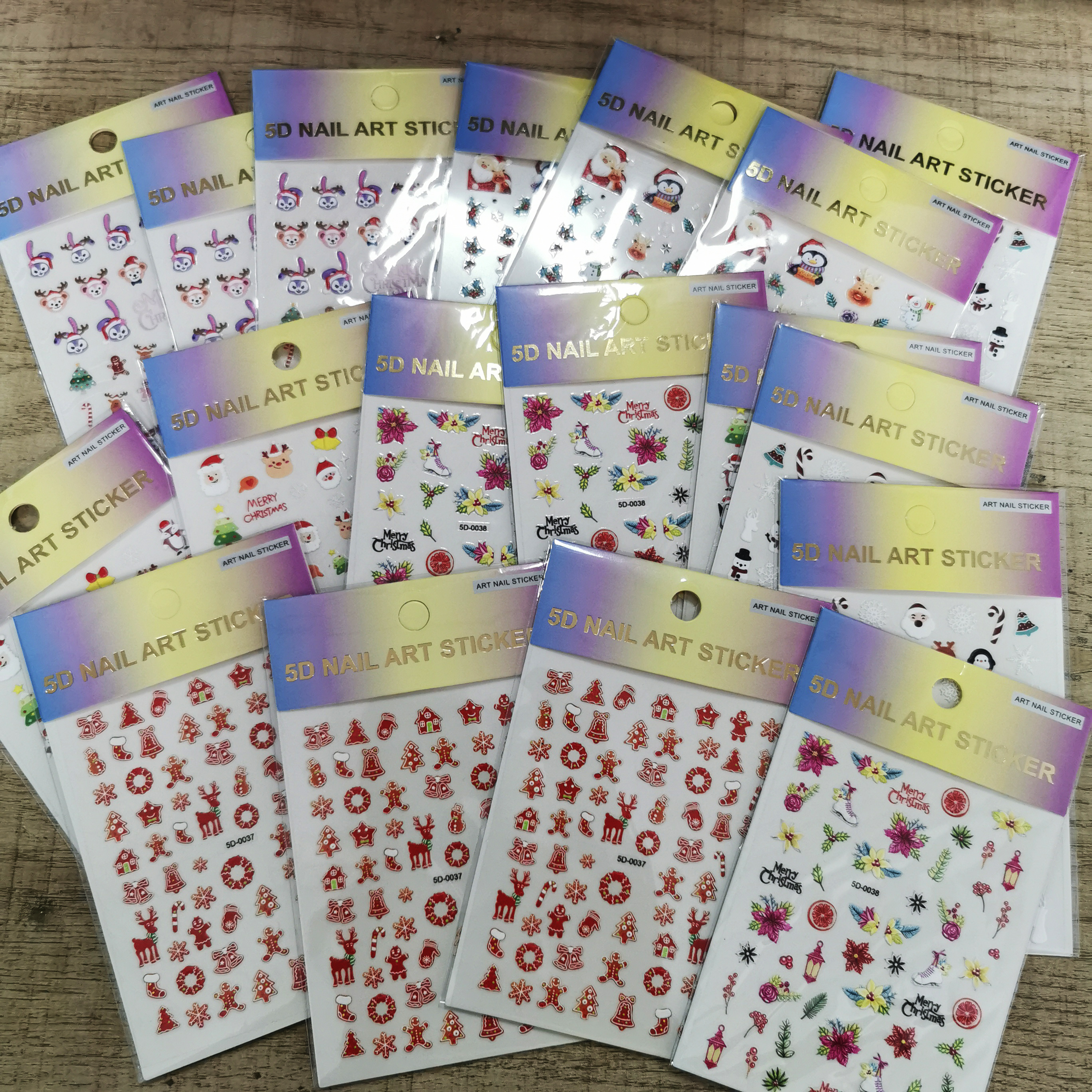 5D Embossed Snowflake Christma - Nail Art Xmas Stickers ulasan dan harga