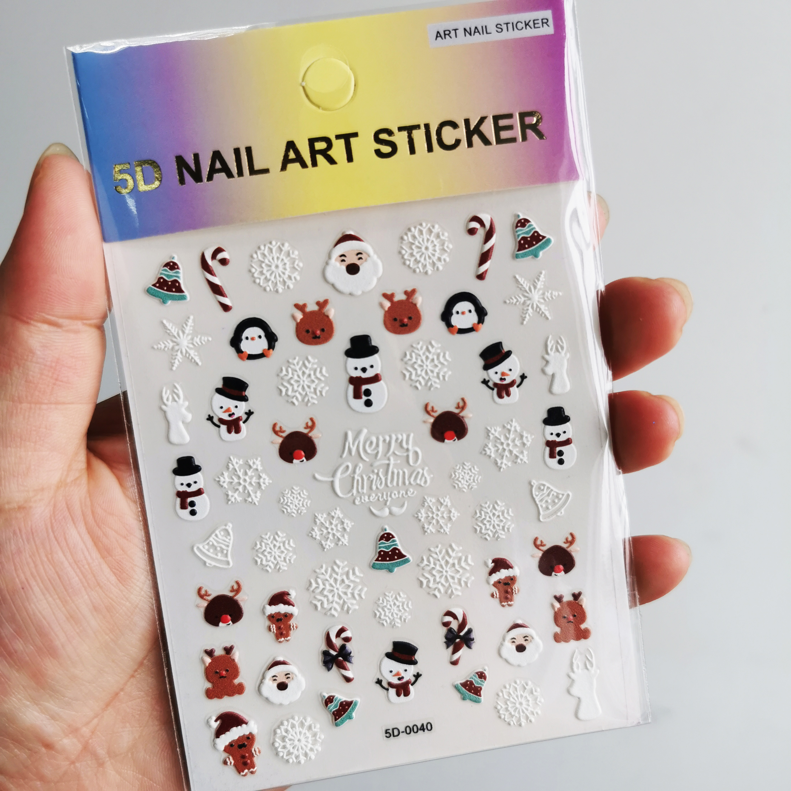 5D Embossed Snowflake Christma - Nail Art Xmas Stickers ulasan dan harga