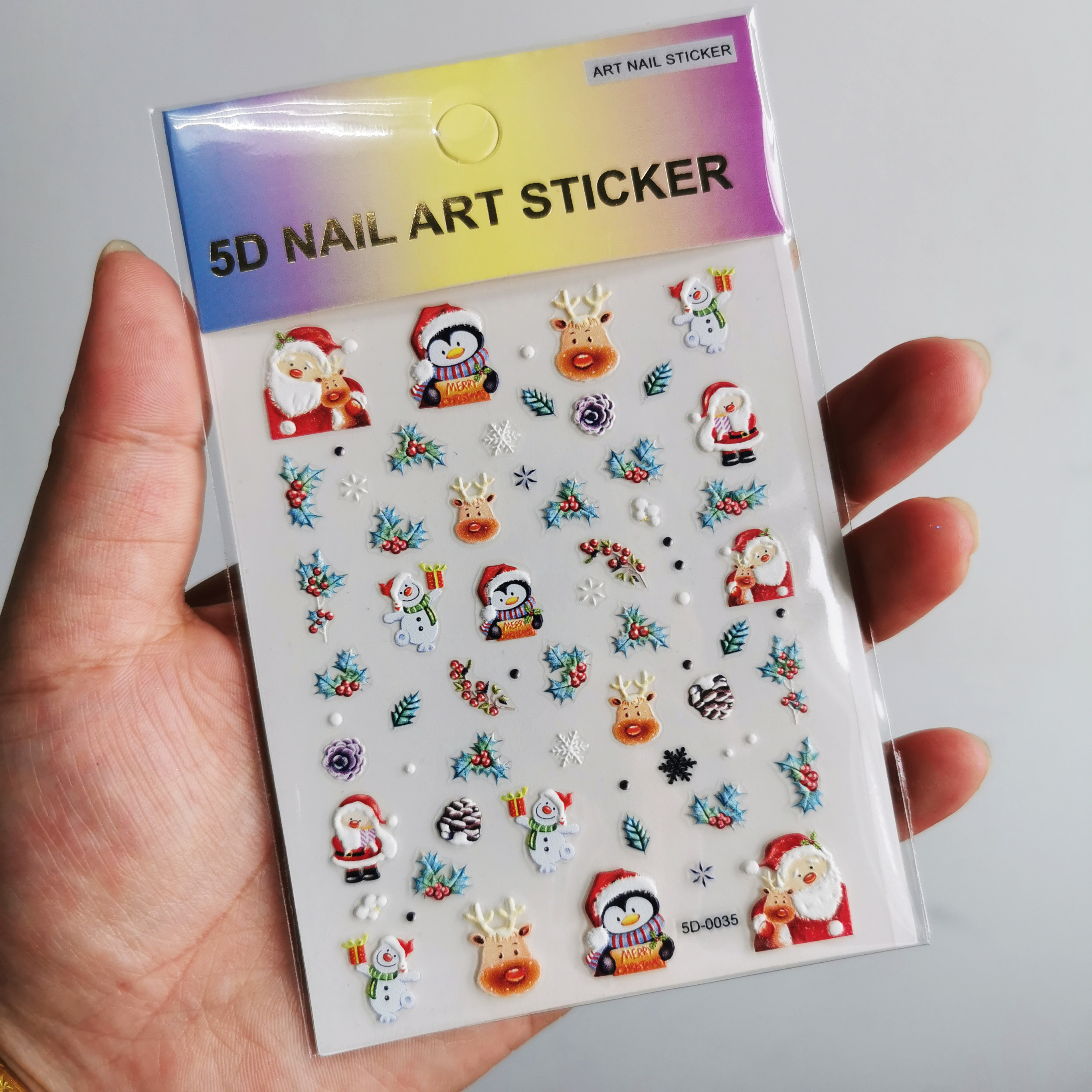 5D Embossed Snowflake Christma - Nail Art Xmas Stickers ulasan dan harga
