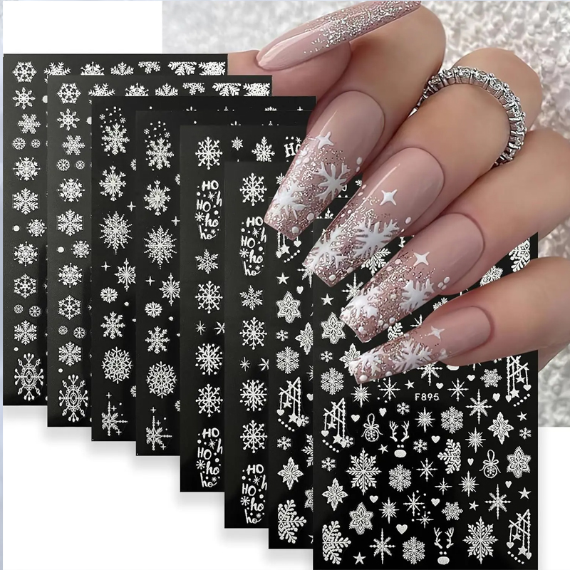 3D Snowflake Nail Art Decals X - Nail Art Xmas Stickers ulasan dan harga