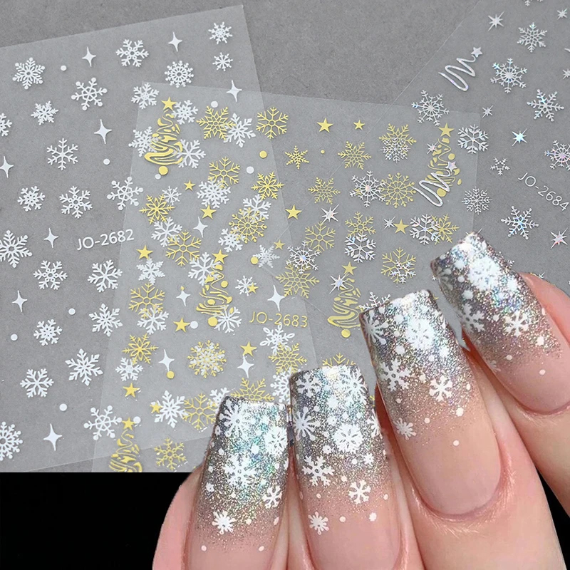 3D Snowflake Nail Art Decals X - Nail Art Xmas Stickers ulasan dan harga