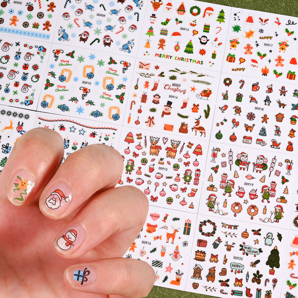 24pcs 3D Merry Christmas Nail  - Nail Art Xmas Stickers ulasan dan harga