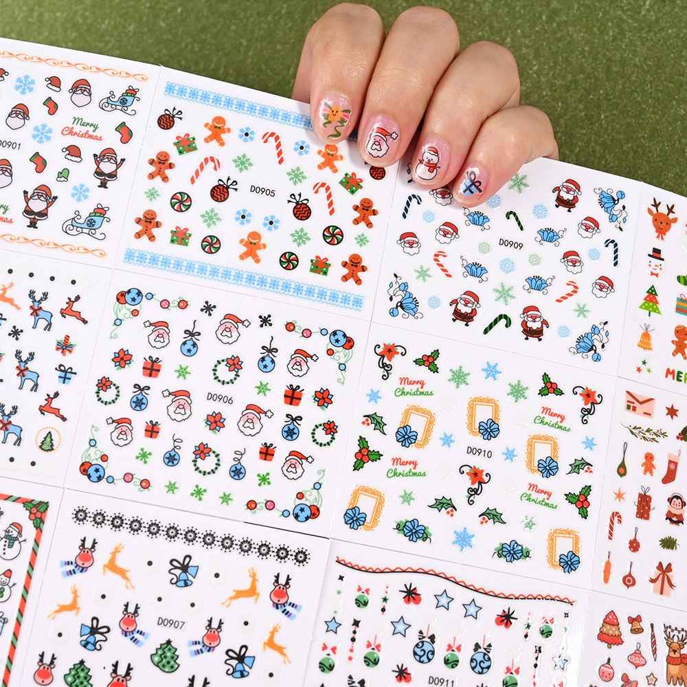 24pcs 3D Merry Christmas Nail  - Nail Art Xmas Stickers ulasan dan harga
