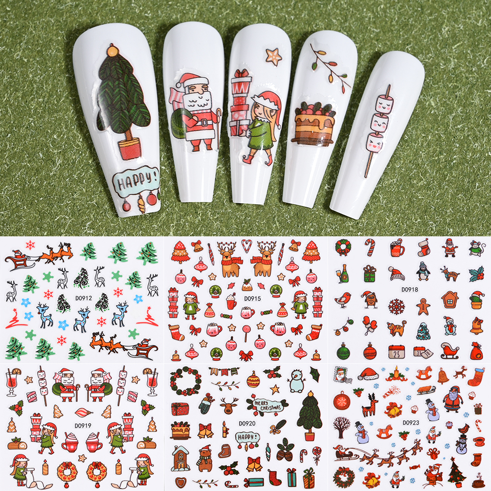 24pcs 3D Merry Christmas Nail  - Nail Art Xmas Stickers ulasan dan harga
