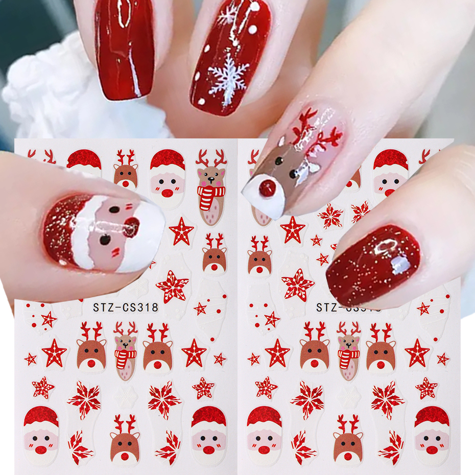 Christmas Santa Claus Elk Nail - Nail Art Xmas Design ulasan dan harga