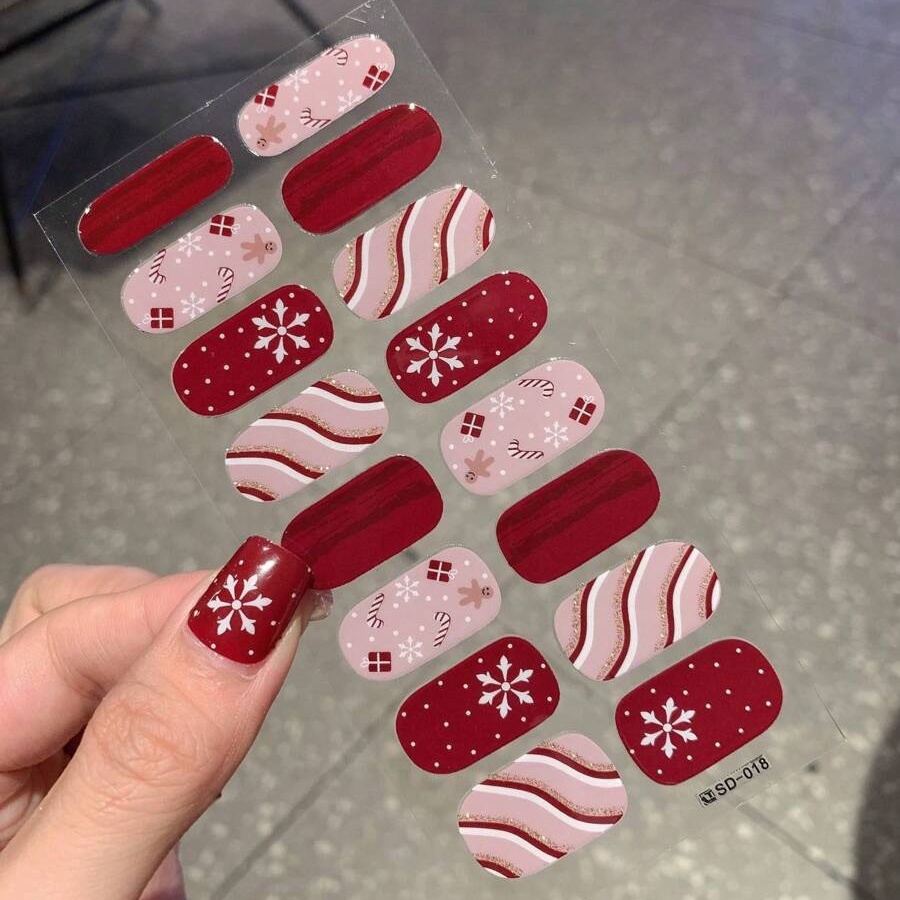 Winter Xmas Snowflake Nail Wra - Nail Art Xmas Stickers ulasan dan harga