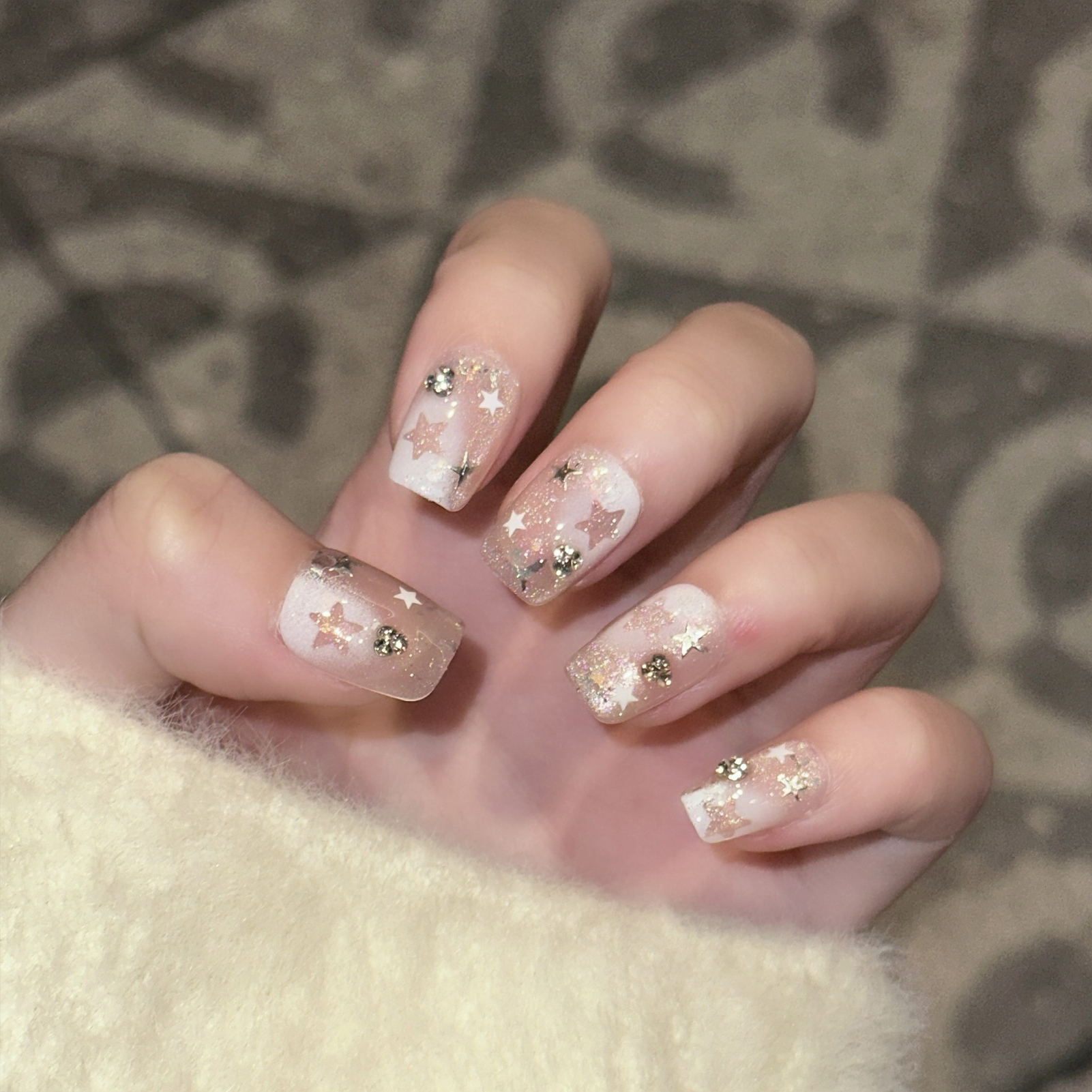 10PCS Short Square Fake Nails  - Nail Art Natural ulasan dan harga