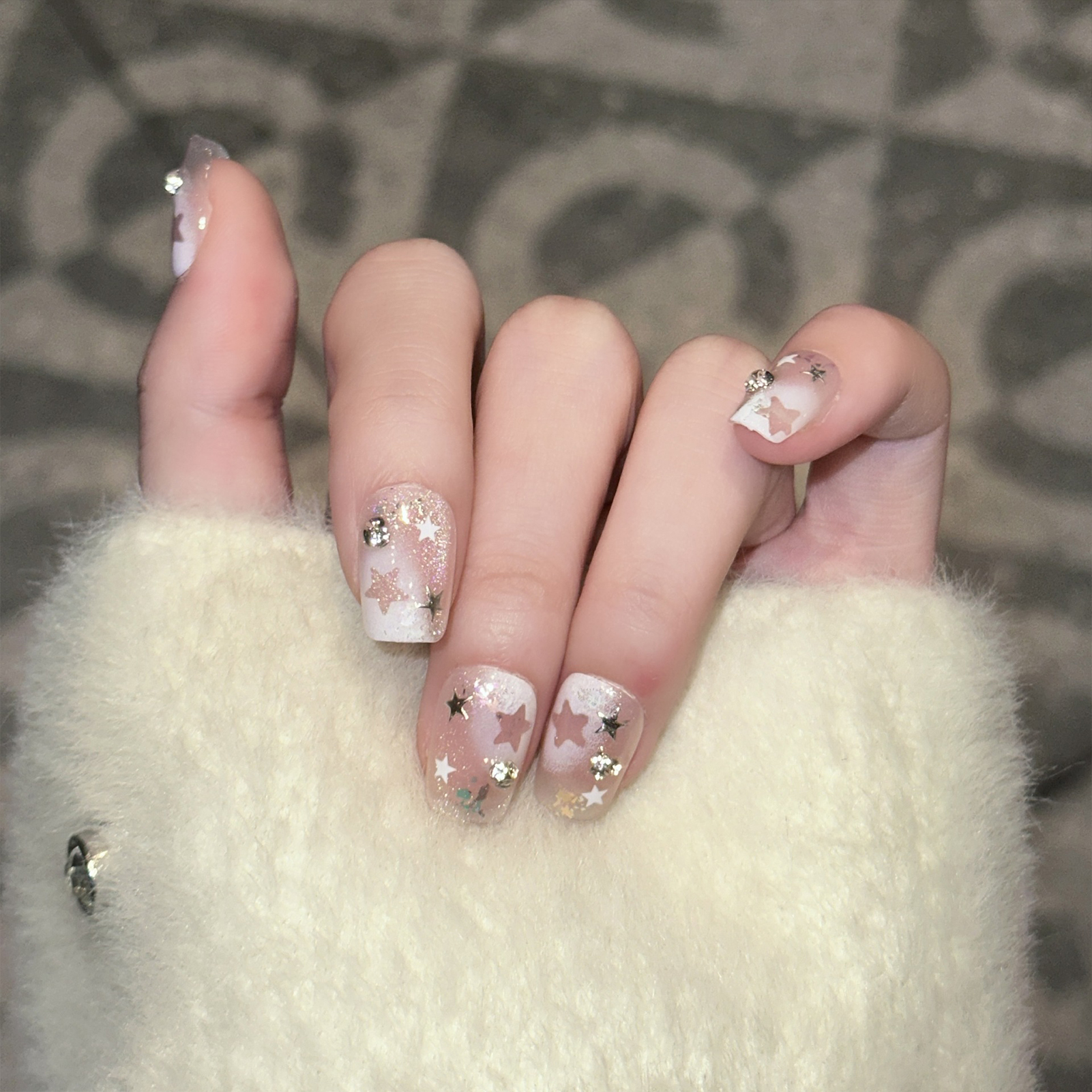 10PCS Short Square Fake Nails  - Nail Art Natural ulasan dan harga
