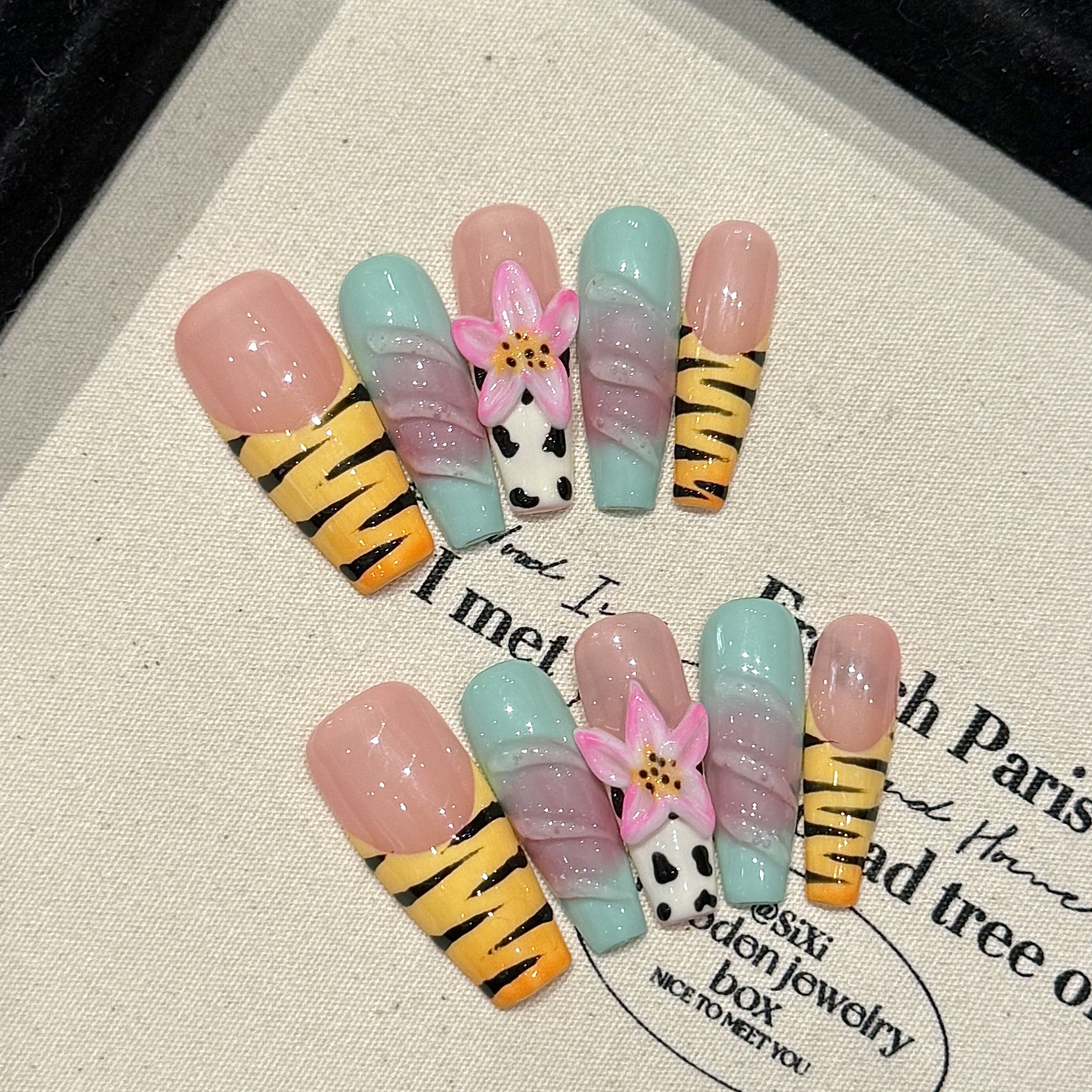 10pcs Pure Hand Pressed Coffin - Nail Art Emerald ulasan dan harga