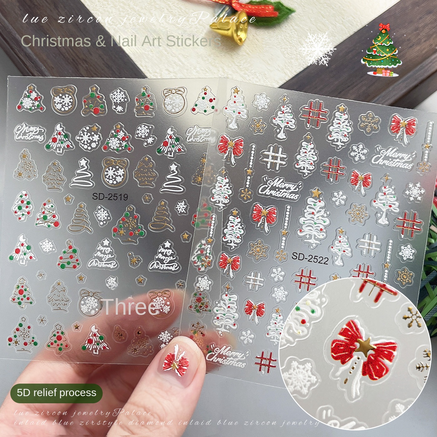 1pcs Christmas 5D Embossed Nai - Nail Art Xmas Stickers ulasan dan harga