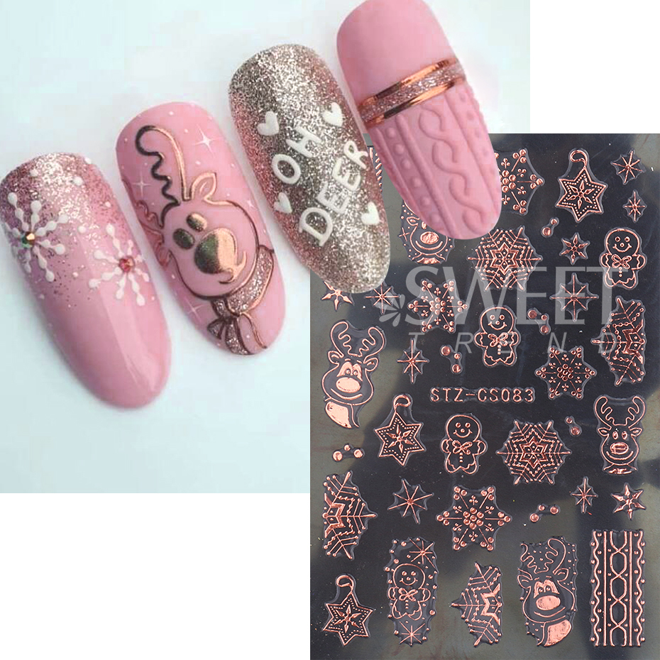 2pcs 3D Rose Gold Christmas Na - Nail Art Xmas Design ulasan dan harga