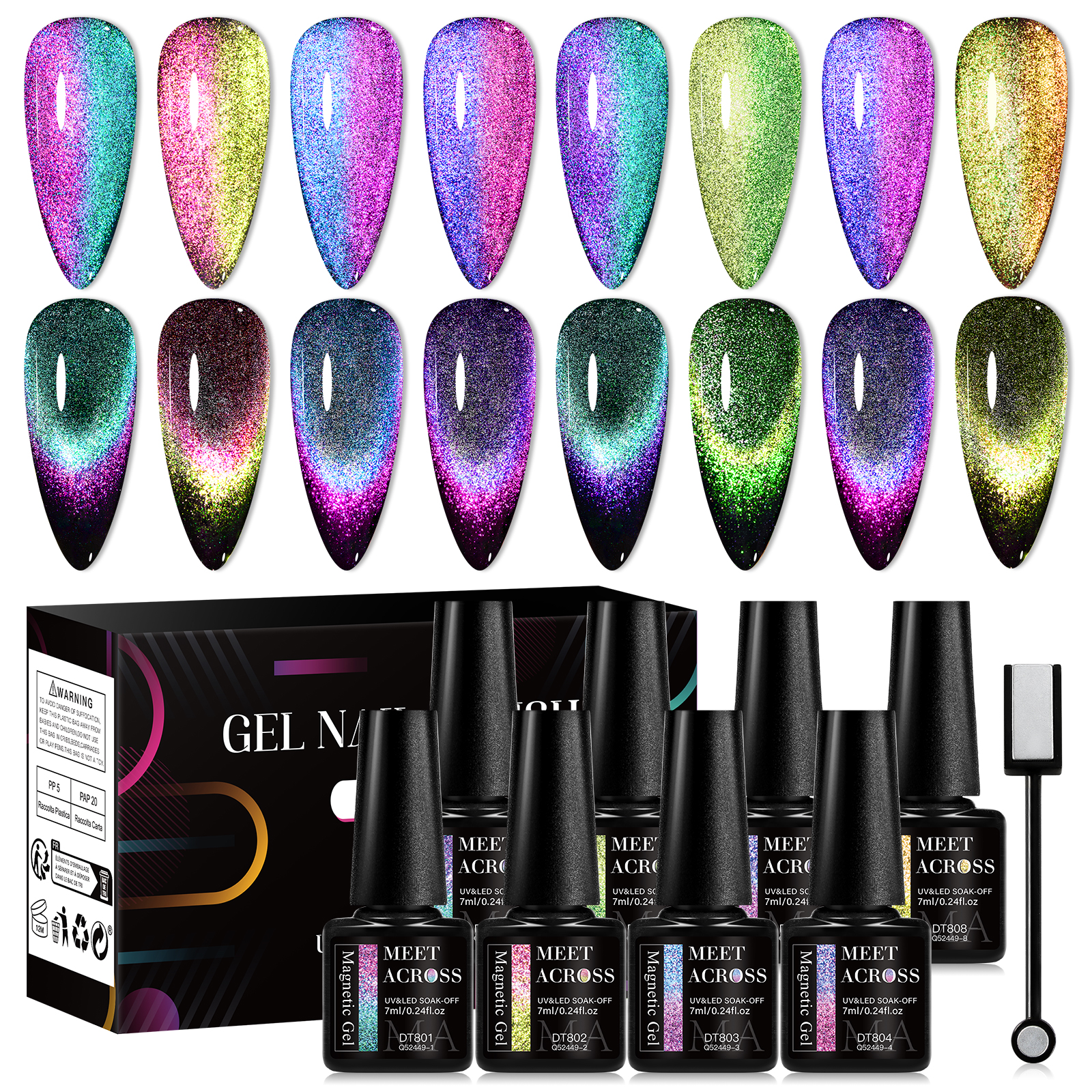 MEET ACROSS 8Pcs/Set 9D Rainbo - Nail Art Rainbow ulasan dan harga
