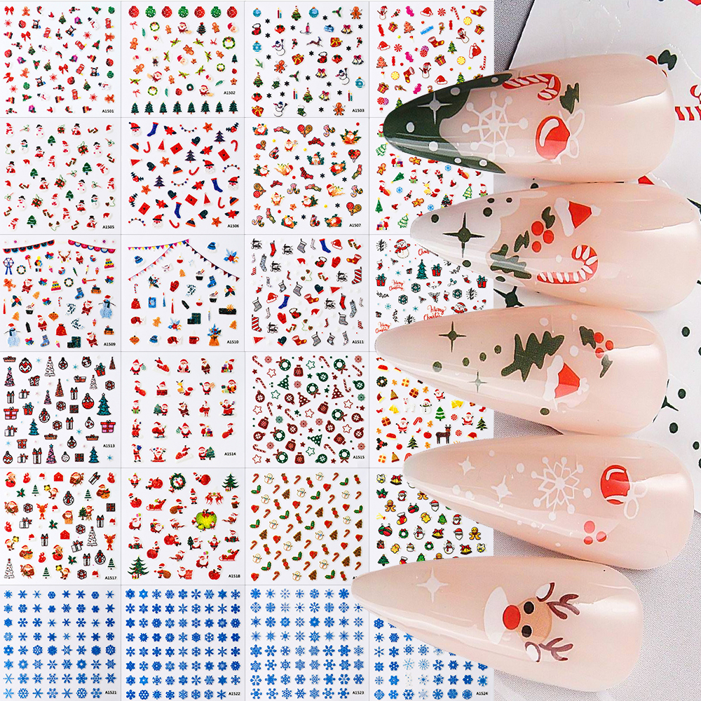 24pcs 3D Christmas Nail Art St - Nail Art Xmas Design ulasan dan harga